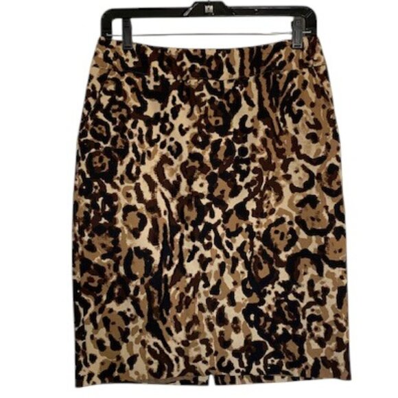 MERONA Animal Leopard Print Fully Lined Slim Pencil Skirt 6 - Picture 1 of 12